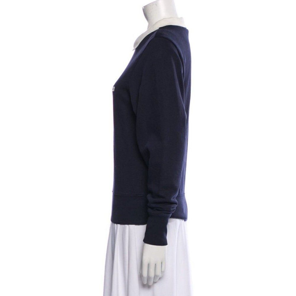 Frame Authentic Womens Navy Blue White Polo Long Sleeve Sweater Top Xs - Picture 2 of 9